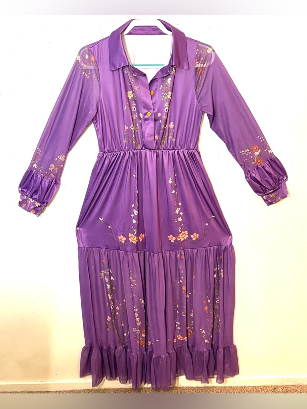 🆕Purple Boho Floral Patterned Maxi Dress - Women. Size L. NWT. - Picture 2 of 13